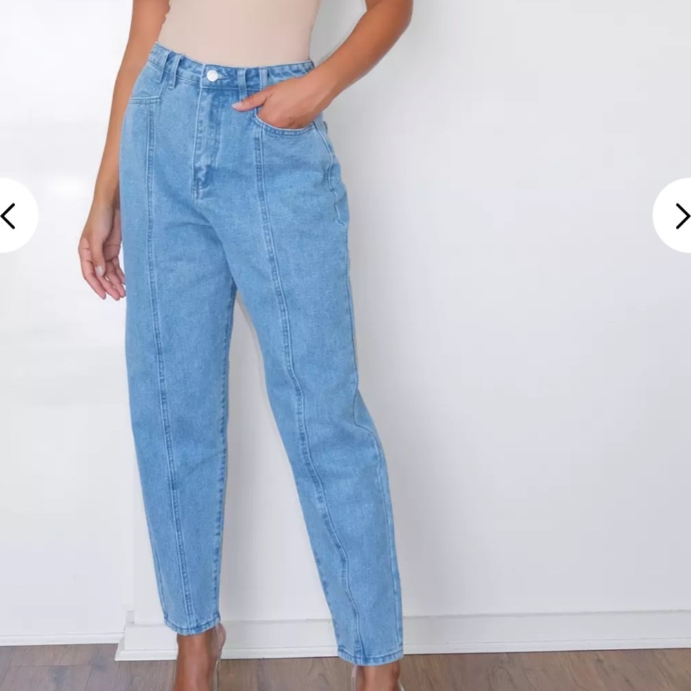 MISSGUIDED NEW Wide Leg Tapered Seam Detail Jean